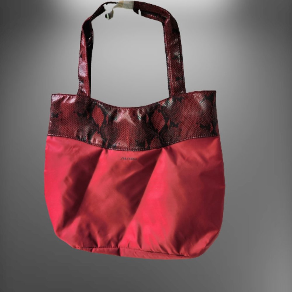 NWT SHISEIDO Ginza Tokyo Large Red & piton print Tote Bag